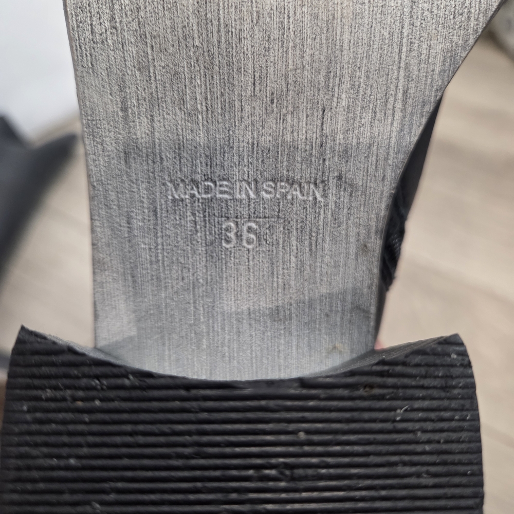 FREE PEOPLE Essential Boots 36 / 6 Washed Out Black Leather Tall Block Heel Boho - Picture 13 of 16